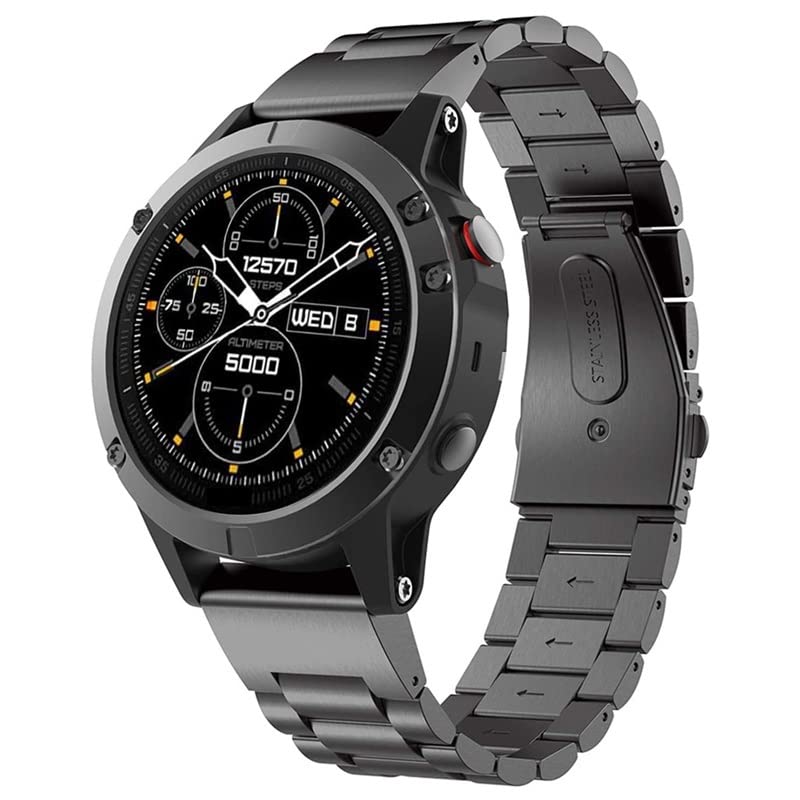 RORFFK For Fenix 5/Fenix 6 Pro Watch Band Quick Fit Stainless Steel Metal Watch Strap for Garmin Fenix 5 Plus,Forerunner 935/945 (Color : Rose Gold)