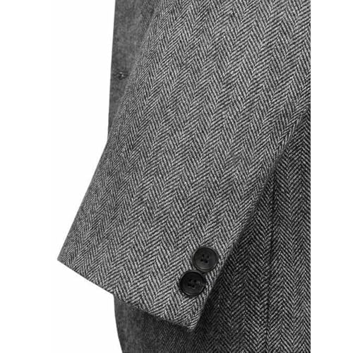 Vintage Grey Tweed Herringbone Wool Blend Sports Blazer Tuxedo Prom Groom Mens Casual Suit Jacket Coat3