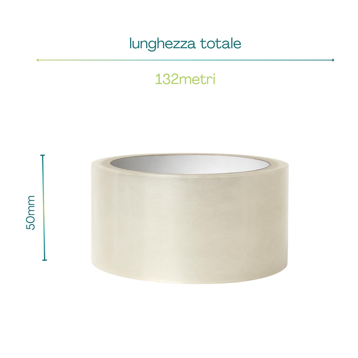 VIRSUS 12 Rotoli di Nastro adesivo per pacchi, misura 50x132 mt, Srotolamento silenzioso, per imballaggio colore TRASPARENTE
