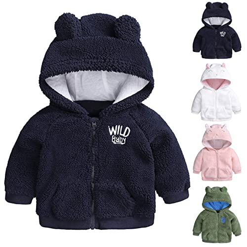Image of Infant Baby Girls Boys Fleece Hoodie Jacket Coat Winter Warm Cardigan with Ears