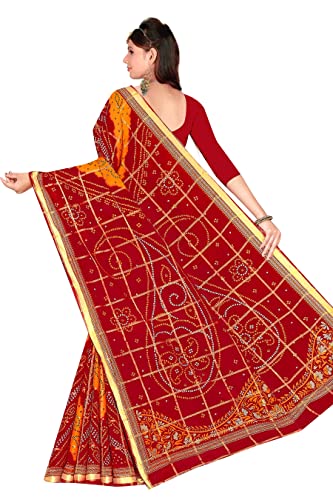 Image of TAMAIRA FASHION Mulmul Pure Cotton Saree For Woman Gharchola Bandhani Printed |Office Wear Daily Wear Sarees For Women Without Blouse Piece