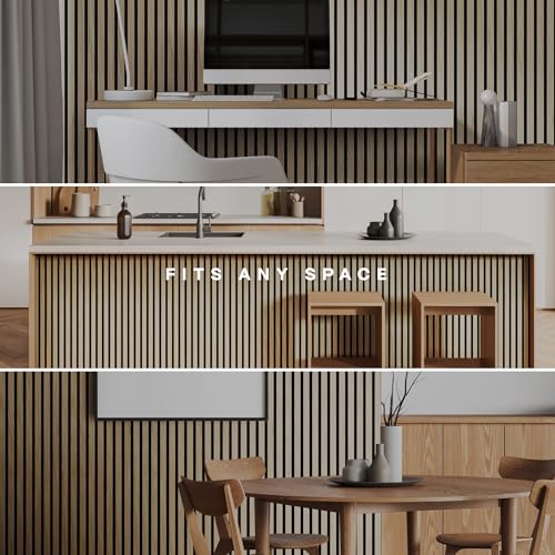 Image of 2-Pack Wood Panels for Wall - Acoustic Wood Slat Wall Panels, Soundproof Wooden Paneling for Interior Decor