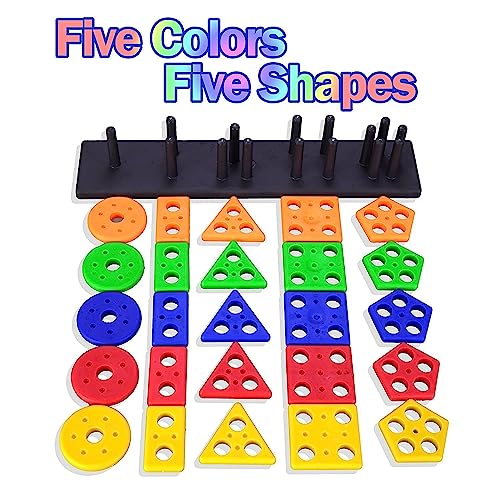 Image of NIBAR Baby Smart Activity Fun & Learning Blocks Geometrics, Educational & Learning Sorter Toys, Color Choose Stacking Game for Kids Baby, 1 2 3+ Year Activity Toys