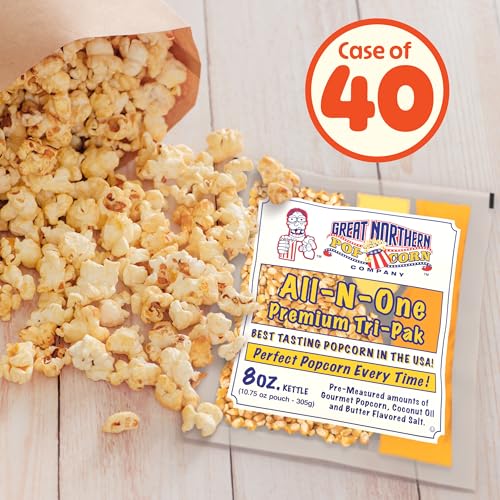 Movie Theater Style 40-Count Popcorn Packs - Pre-Measured 8-Ounce All-in-One Kernel, Salt, Oil Packets for Popping Machines by Great Northern Popcorn - image 2