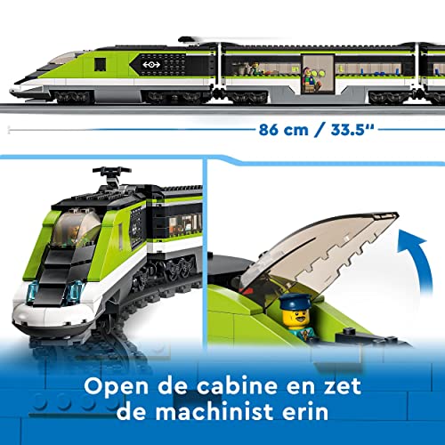 LEGO City Passagierssneltrein - Incl. Bestuurbare Speelgoed Trein met Werkende Koplampen, 2 Wagons, 24 Railstukken en 6 Minifiguren - Cadeau voor Jongens en Meisjes vanaf 7 Jaar - 60337 - Image 4