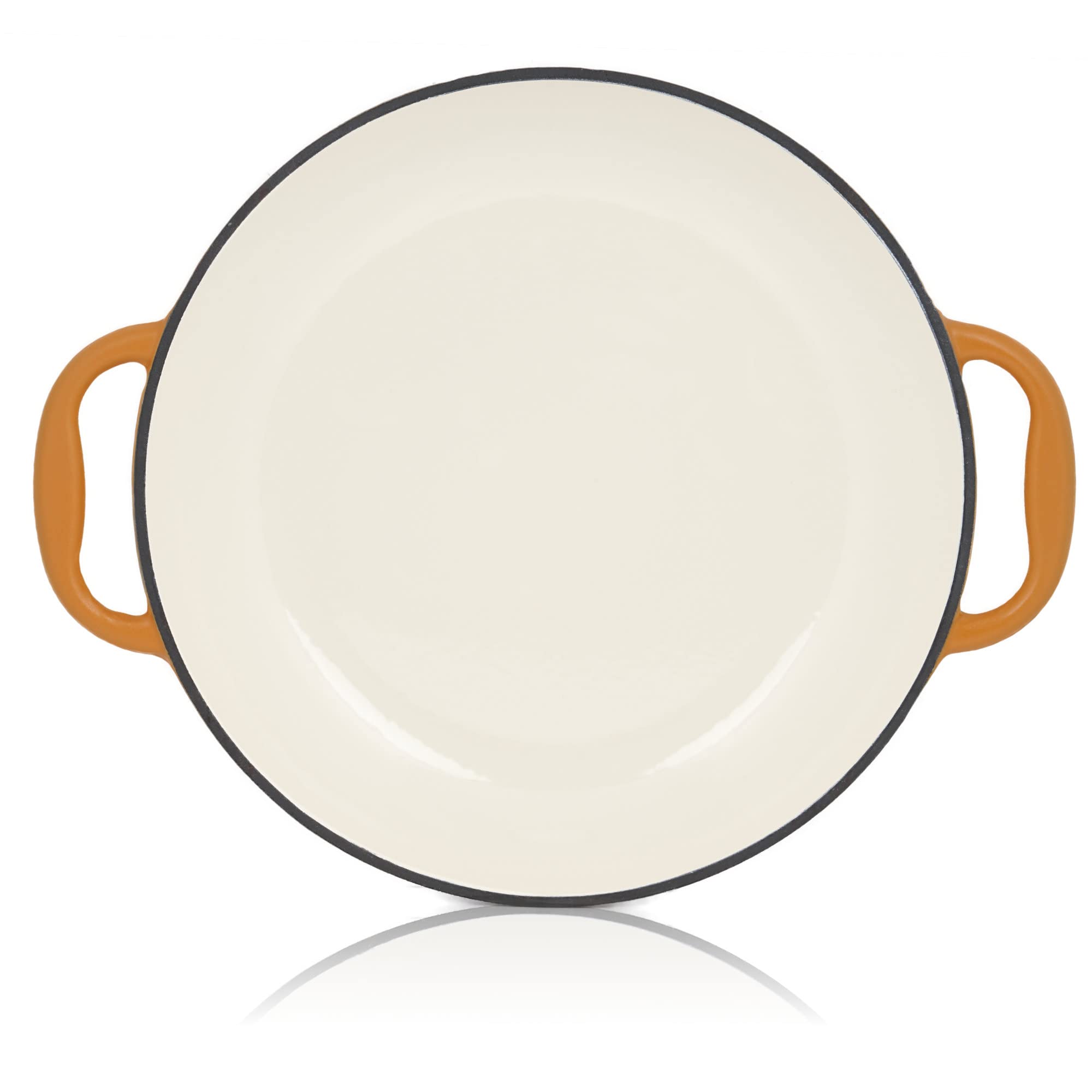 Mahlzeit Paella - Sartén esmaltada (35 cm de diámetro, color naranja Sunny, hierro fundido, con dos asas), para barbacoa o paella