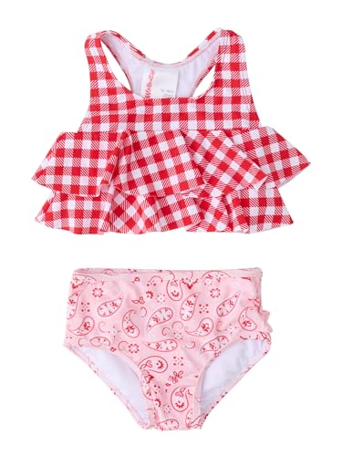 Image of RuffleButts Girls UPF50+ Sun Protection Flounce Bikini Two Piece Swimsuit