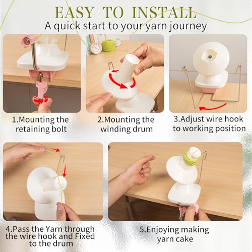 Image of SPEENSUN Yarn Winder for Crocheting, Yarn Spinner, 3.5 OZ Easy-to-Install and Efficiently Yarns Cake Winder with Lower Noise for Yarns Below Size 5, Best for Crochet and Knitting Lover