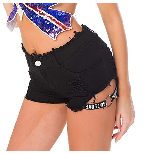 Dam jeansshorts dam brev hög midja jeansshorts rippade slim-fit klubb heta byxor ser något sexiga ut kvinnor i alla åldrar (Färg: Svart, storlek: S)