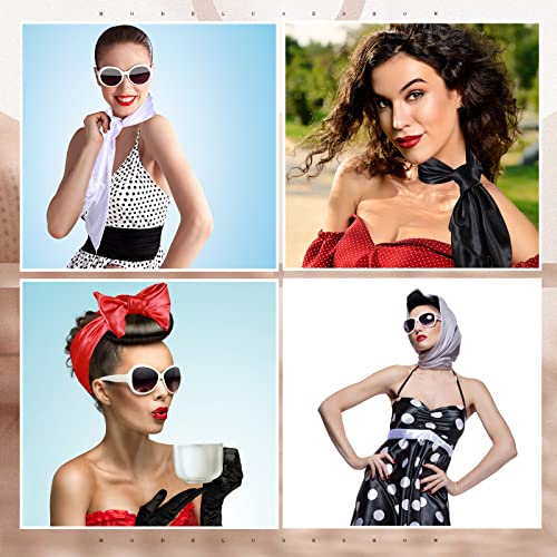 Haysandy 15 Pcs 35 Inches Square Silk Like Head Scarf 50s Large Satin Hair Scarf Bandana for Sleeping Solid Color Bandanas Hair Wrapping Neck Scarves for Women4