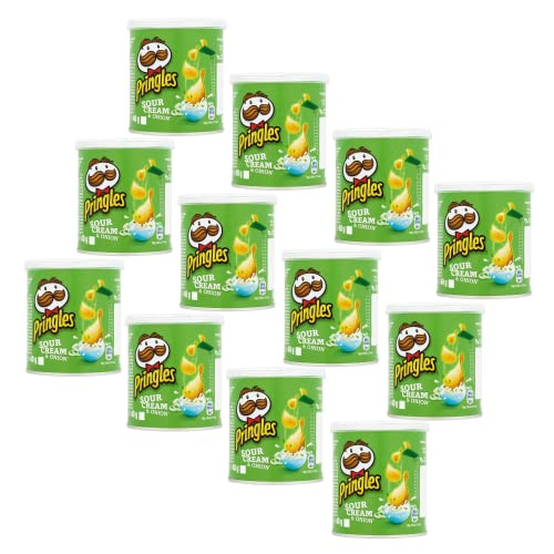 Pringles® | Bocadillo salado de cebolla | Chips salados en un frasco | Pringles Crema Y Cebolla - 12 x 40 Gr