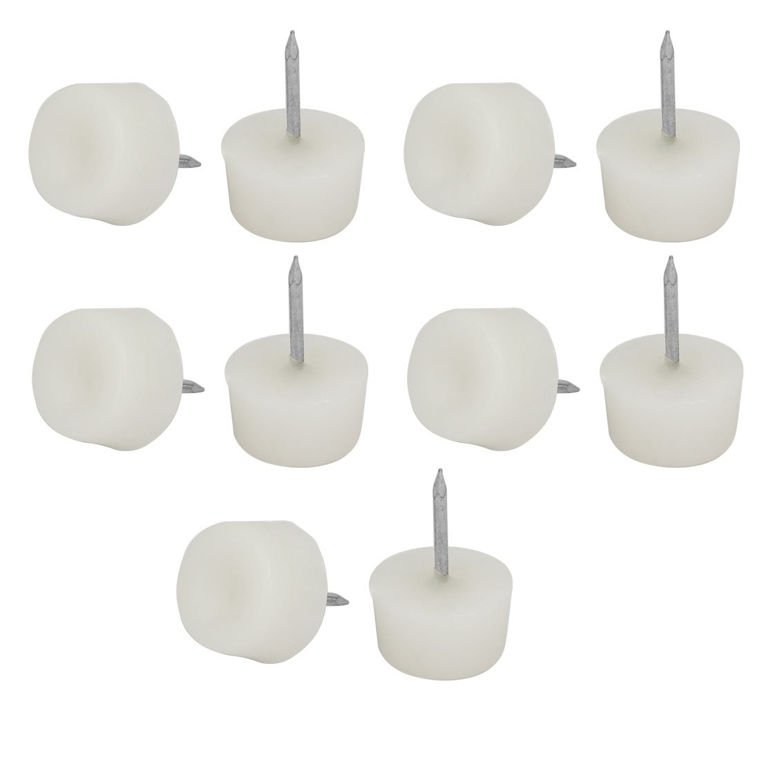 Uxcell Silver,White Sourcing Map Furniture Legs Feet 16Mm Dia Plastic Nail-On Slider Tack Glides Protector 10Pcs