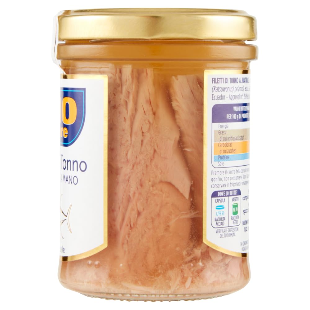 Rio Mare Filetti di Tonno al Naturale Lot de 3 filets de thon naturels faits à la main 180 g + Italian Gourmet poolpa 400 g