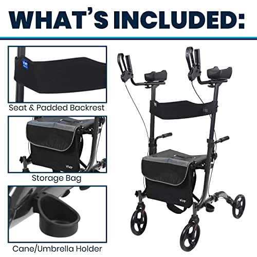 Vive Mobility Upright Walker with Seat – Stand Up Rollator, ...