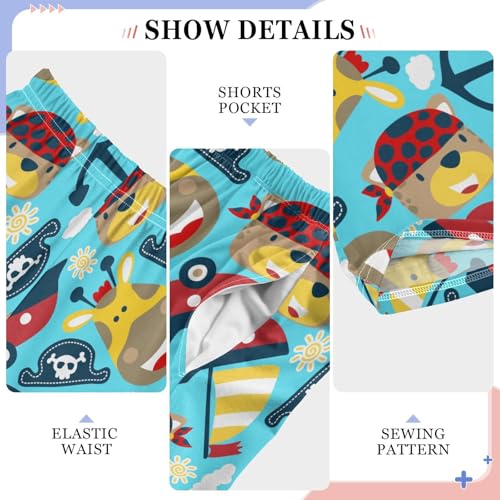 Giraffe Bear Anchor Boys Long Pants Soft Trousers Elastic Waist Kids Lounge Bottoms with Pockets S-XL4