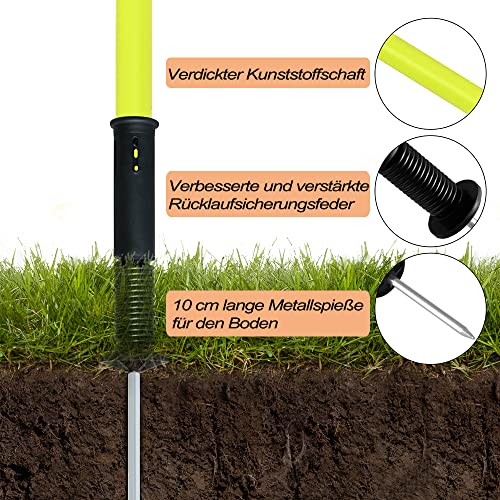 VA-Cerulean Slalomstangen,6er-Set 150cm Federbelastete Traingsstangen mit Stahlspitzen und Tragetasche,Fußball Agility Training für Kinder Erwachsene Hunde,Koordinationstraining(Gelb)