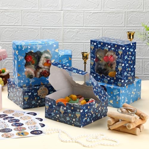 Tenare 60 Pcs Hanukkah Cookie Box with Window and Sticker Bakery Gift Box by Tenare - Used condition - Image 5