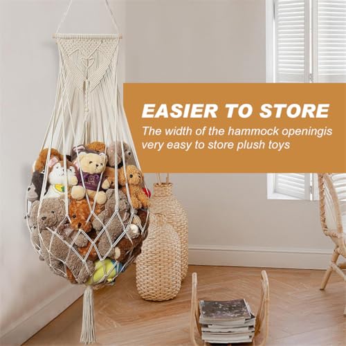 Kuscheltier Aufbewahrung Netz Boho Makramee Plüschtier Netz Stofftier Spielzeug Hängematte Hängend Organizer für Schlafzimmer