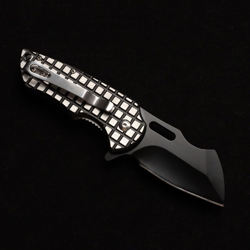 MASALONG kni215 Ultra Mini Folding Pocket Knife D2 Blade, TC4 Titanium Handle folding knife (black)