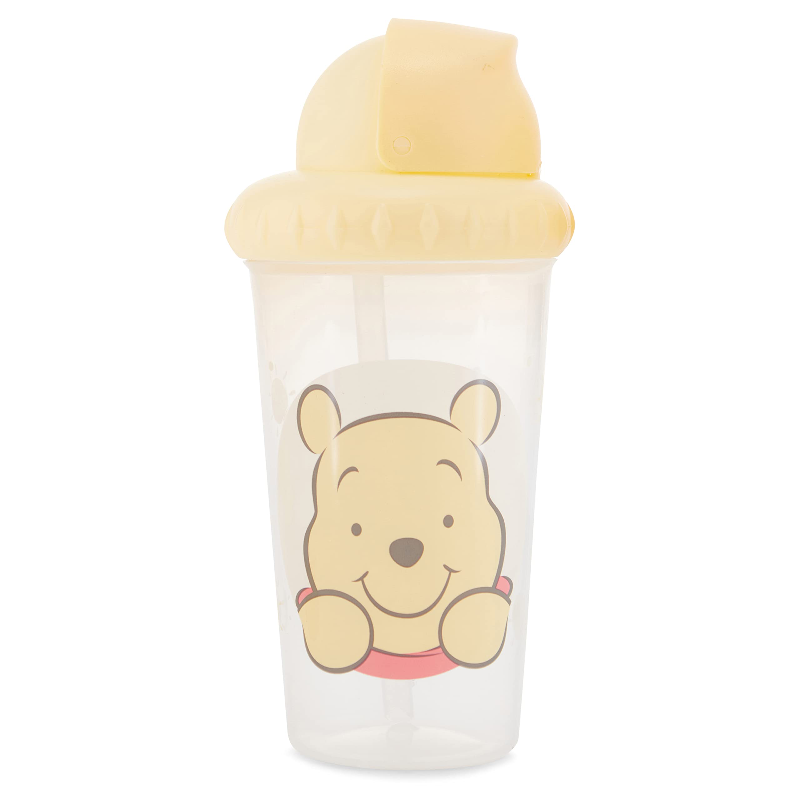 Disney Vasos para niños y niñas | Paquete de dos vasos para beber de 10 onzas con popote y tapa | Botella de agua de viaje duradera a prueba de fugas azul para niños pequeños
