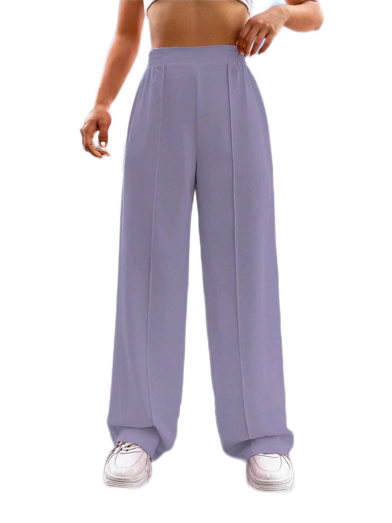 CLAIGH Pants for Women Solid High Waist Straight Leg Pants