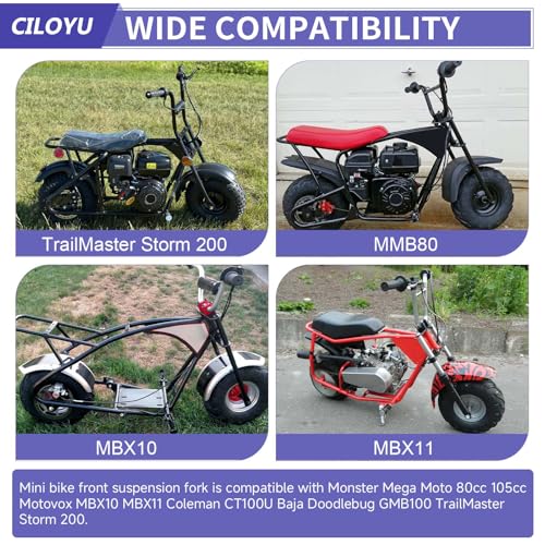 Image of Mini Bike Front Forks Suspension Kit Replacement for Monster Mega Moto MMB80 MMB105 Motovox MBX10 MBX11 GMB100 Coleman CT100U Baja DB30 TrailMaster Storm 200 Parts 7 /8 22mm Handlebar Risers