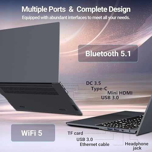 Image of Laptop, 16'' Laptop Computer with Core i5-8210Y Processor, 16GB RAM 1TB SSD, 2026 Laptops 180Opening with Backlit Keyboard, UHD Graphics, 1920 x 1200 FHD, Win 11 Pro Lap Top for Student Light Gaming