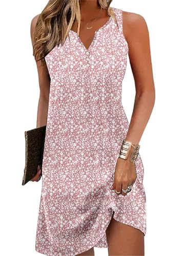 Image of Ladlop Summer Dresses for Women 2026 Beach Loose Casual A Line Dress Sleeveless V-Neck Sundress with Pockets
