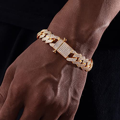 Pulsera 15mm Cuba con Diamantes Iced Out Oro 18K miniatura 4
