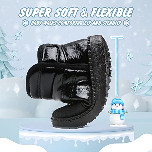 Charrost Toddler Boots Size 5 Baby Girl Boy 12-18 Months Warm Waterproof Soft Sole Non Slip Lightweight Fashion Velcro Boots Snow Winter Hiking Walking Shoes For Baby 1 Year Outdoor(Black 21) 5T #TOP3