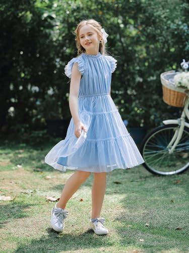 Quedoris Girls Tulle Dress Elastic Neck and Waist Three