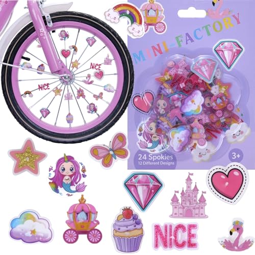 Bike Wheel Spoke Decorations 24 Clip-On Accessories Fun Bicycle Spoke Decorations for Kids Girls Toddlers Easy Snap-On Colorful Bike Gifts - Fairy Tale Fun