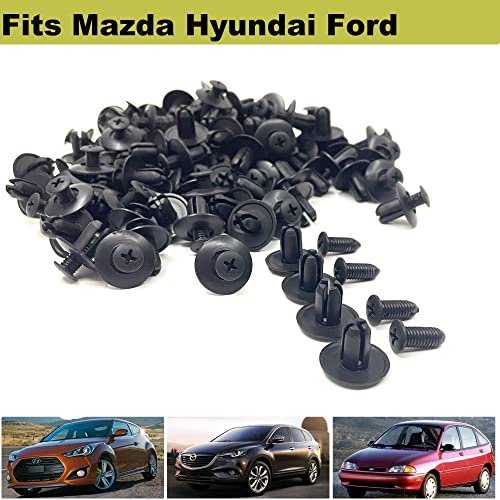 Image of Nylon Push Retainer Clips for 8mm Hole, 100pcs Rivet Push Type Clips | Clips Fits for Ford Mazda Hyundai Kia fender liner, door trim, bumper shield. Replace MB-455-56143 & 86590-28000 - 100pcs