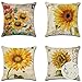 JOTOM Wodoodporne poszewki na poduszki na zewnątrz, 45 x 45 cm, słonecznik, lato, dekoracyjne poszewki na poduszki, ogród, patio, meble, poszewka na poduszkę, na kanapę, dom wiejski, ławka, sofa, do wnętrz, zestaw 4 szt., słonecznik