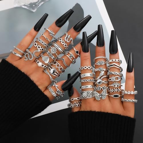 Image of YEEZII Gold Knuckle Ring Set for Women, Boho Stackable Finger Midi Rings