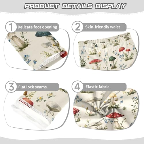 Charming Pattern of Wildflowers Mushrooms Girls Leggings Kids Yoga Pants Dance Active Tights 4T3