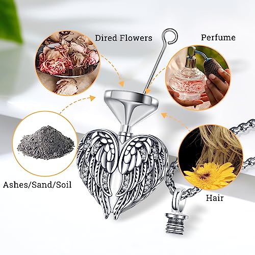 Urn Necklace for Ashes for Women/Men 925 Sterling Silver Cremation Jewelry w/Funnel Filler Memorial Jewelry Gifts2