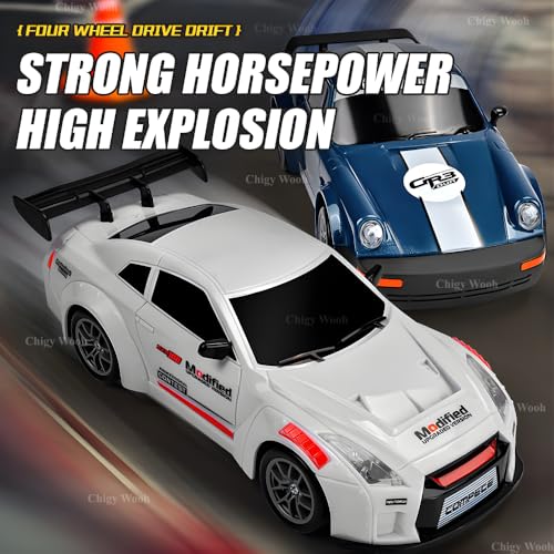 Image of Remote Control Drift Car for Kids | 1:24 Scale 4WD High Speed Remote Control City Drift Racing Car with LED Lights, Drifting Tire Toy Cars for Adults, Boys (Color As Per Stock)