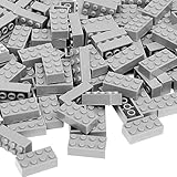 Picture of Unirolic Classic Building Bricks, 100 Piece 2x4 Building Blocks STEM Creative Building Toys Compatible with All Major Brands, MOC Building Bricks DIY Play Set for Kids(Light Grey)