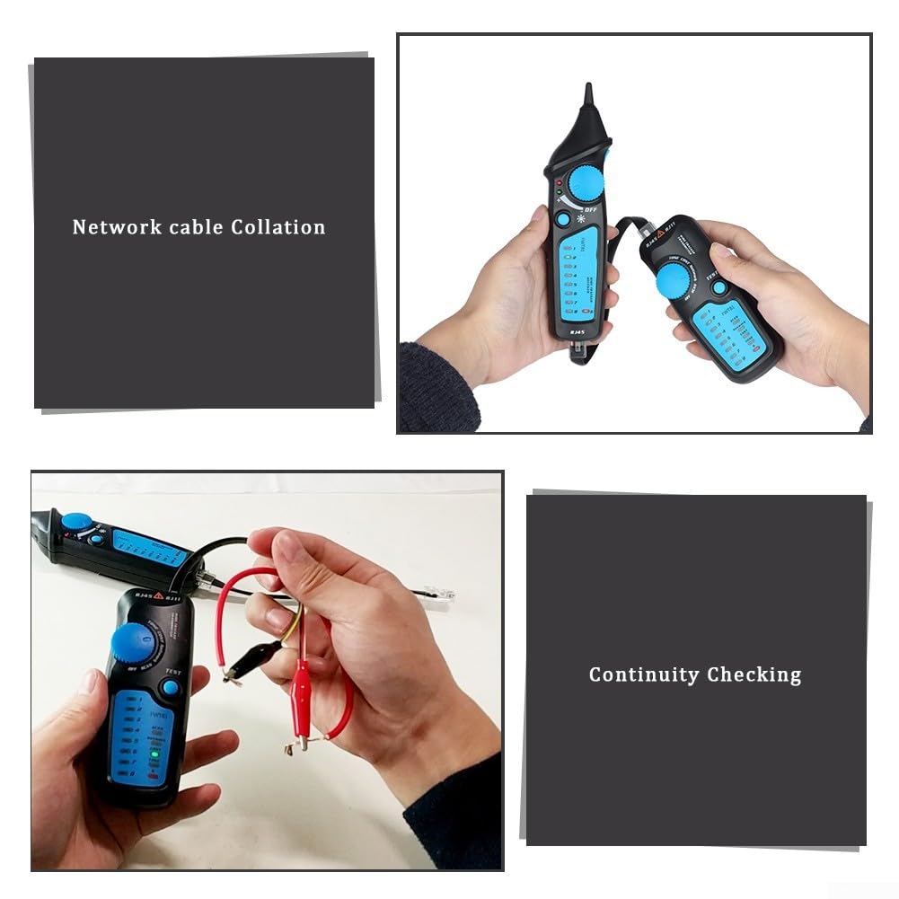FWT81 Testeur de câble réseau avec double bouton pour tracé de ligne téléphonique LAN – Kit de recherche de fils isolés ABS 17,5 cm