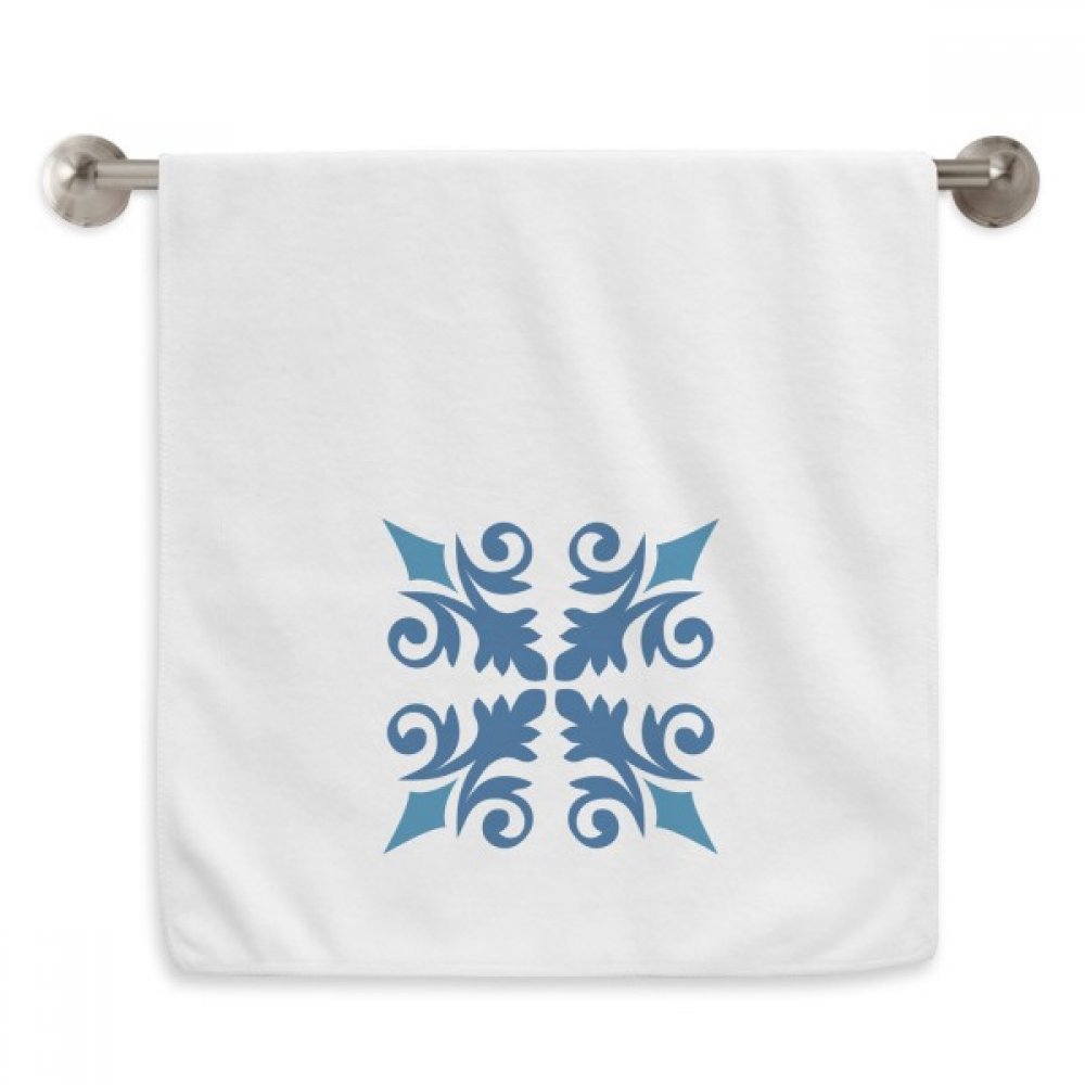 Serviettes moelleuses fleur décorative bleu motif diadème blanc 13x29