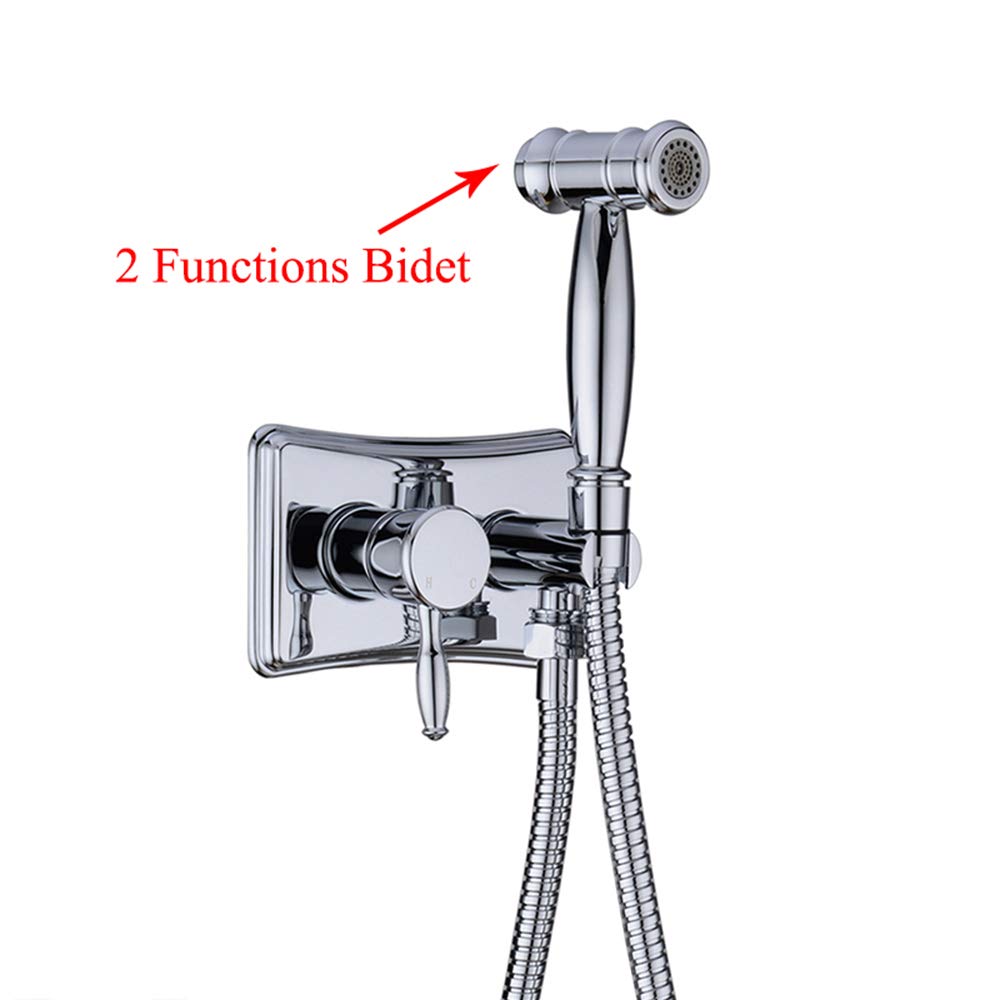 Spruzzatore per bidet con acqua fredda e calda, in ottone, portatile, per doccia, doccia, bidet, rubinetto per l'igiene personale, bagno per animali domestici, cromato
