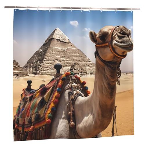 Rideau de douche en tissu camel 182,9 cm avec 12 crochets de douche