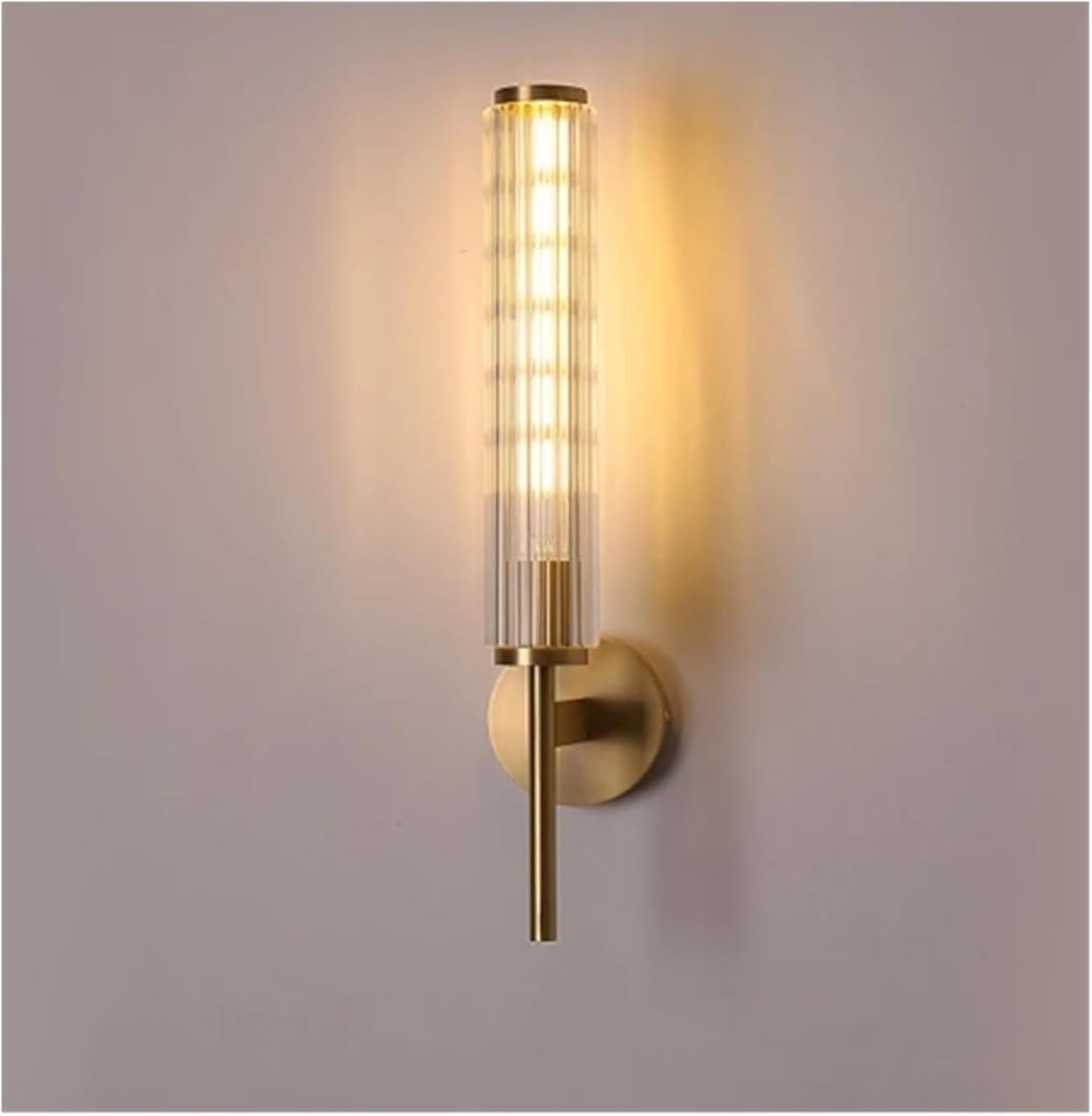 Mosiężna i szklana lampa ścienna - nowoczesna lampa dekoracyjna do przedpokoju i sypialni, kompatybilna z żarówkami E14, stylowa dekoracja domu - T-155