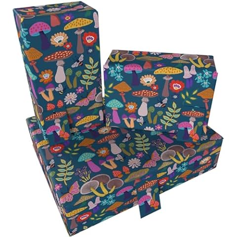 Luxury ECO Gift Wrap with Tags - Purple Mushrooms Cover