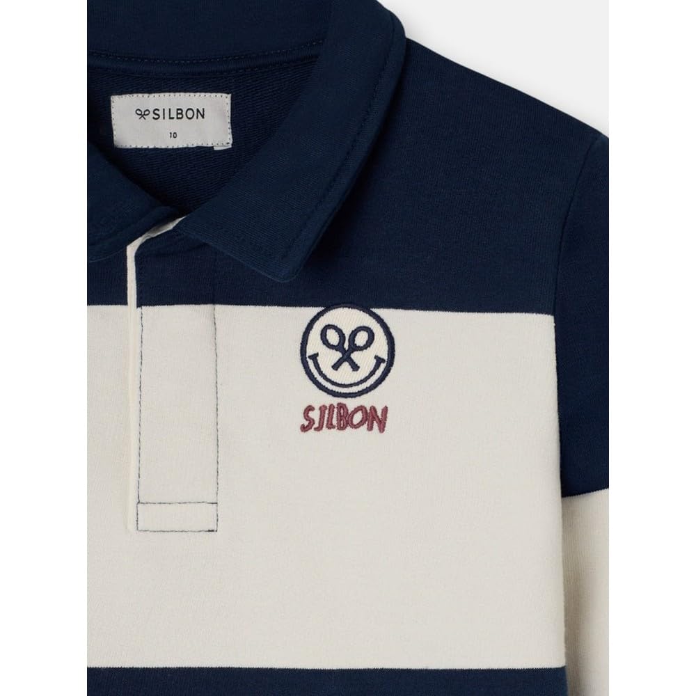 SILBON Felpa Polo Collar Striped Smile 4 Years