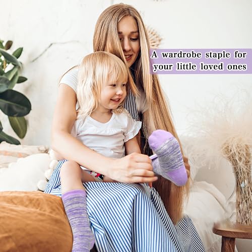 Girls Socks, Mid Calf Crew Socks 6 Pairs for Active Girls Boys Toddler Children 1-14 Years Old4