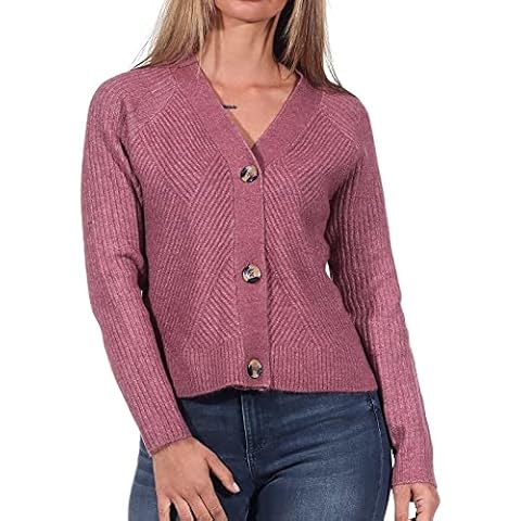 ONLY Damen Stretch Cardigan Kurzer Strickpullover ONLCAROL Struktur Langarm V Sweater Cropped Oberteil Cover