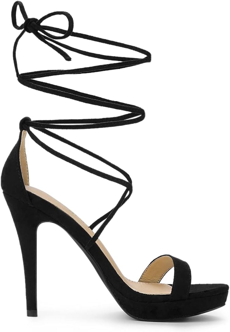 Allegra K Women's Platform Stiletto Heels Lace Up Sandals - Image 7