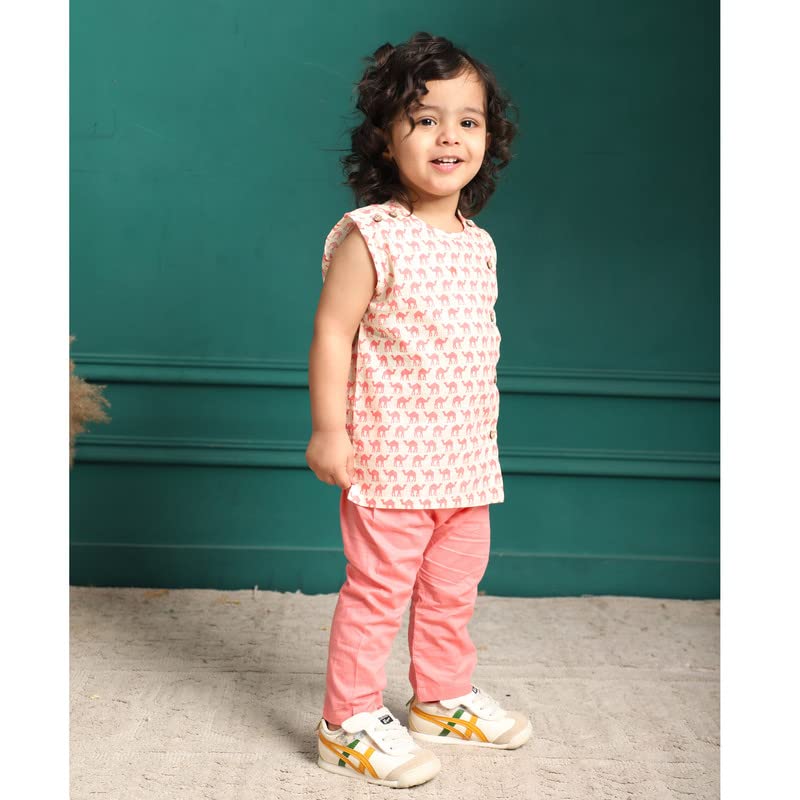 Image of POLKA TOTS Pure Cotton New Born Dress | Ultra-Soft, Breathable & Lightweight Sleeveless Jhabla Pant Set for Baby Boys & Girls | Baby Summer Clothes | Traditional Jabla & Pyjama Set for Newborns